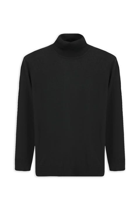 Black Turtleneck Regular Fit Cotton Knitted Sweater