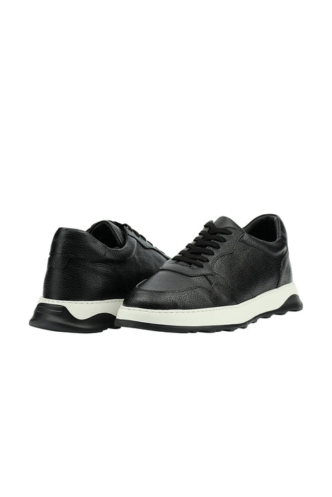 Siyah Spor Günlük Sneaker Deri Ayakkabı