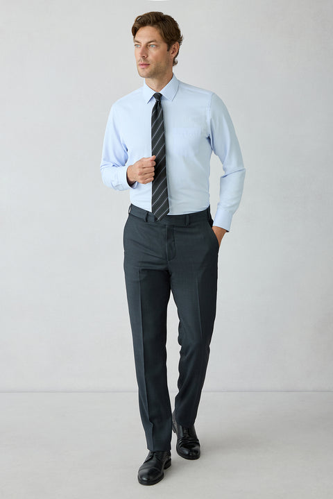 Dark Navy 8 Dr Muscle Fit Striped Wool Double Breasted Peak Lapel Suit