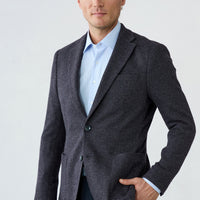 Purple 7 Drop Slim Fit Notch Lapel Textured Wool Knit Classic Jacket
