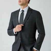 Dark Anthracite 6 Drop Regular Fit Notch Lapel Wool Classic Jacket