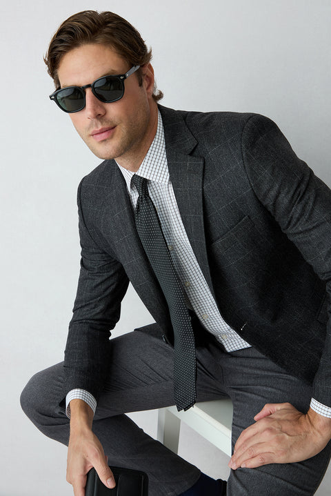 Dark Anthracite 6 Drop Regular Fit Notch Lapel Wool Classic Jacket