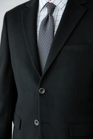 Siyah 4 Drop Relaxed Fit Mono Yaka Düz Klasik Ceket