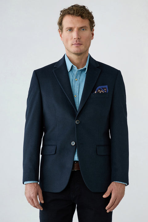 Dark Navy 4 Drop Relaxed Fit Peak Lapel Plain Classic Jacket