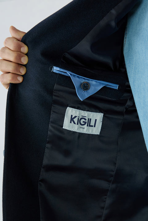 Dark Navy 4 Drop Relaxed Fit Peak Lapel Plain Classic Jacket