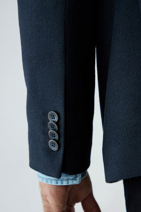 Dark Navy 4 Drop Relaxed Fit Peak Lapel Plain Classic Jacket