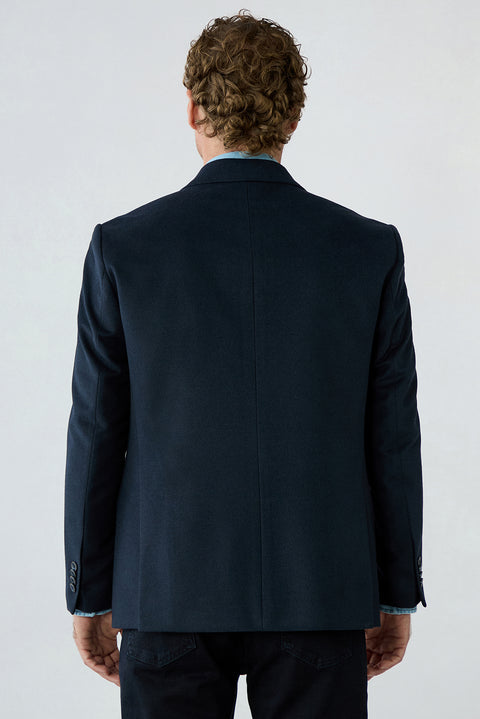 Dark Navy 4 Drop Relaxed Fit Peak Lapel Plain Classic Jacket