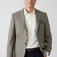 Medium Brown 4 Drop Relaxed Fit Notch Lapel Wool Classic Jacket