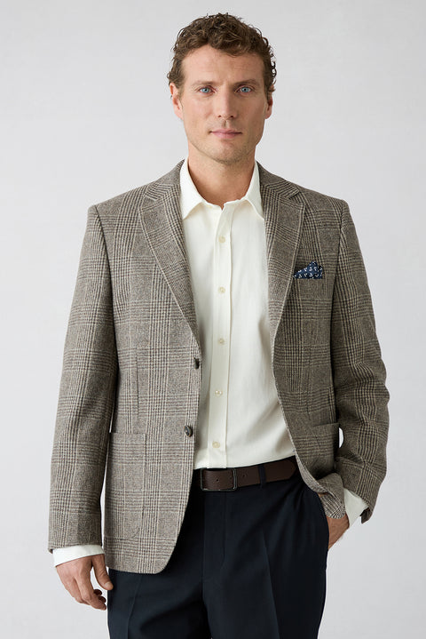 Medium Brown 4 Drop Relaxed Fit Notch Lapel Wool Classic Jacket