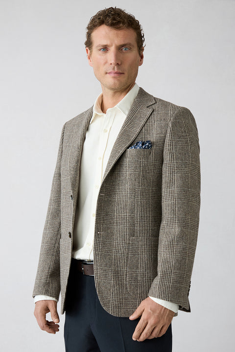 Medium Brown 4 Drop Relaxed Fit Notch Lapel Wool Classic Jacket