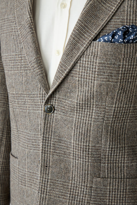 Medium Brown 4 Drop Relaxed Fit Notch Lapel Wool Classic Jacket