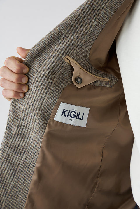 Medium Brown 4 Drop Relaxed Fit Notch Lapel Wool Classic Jacket