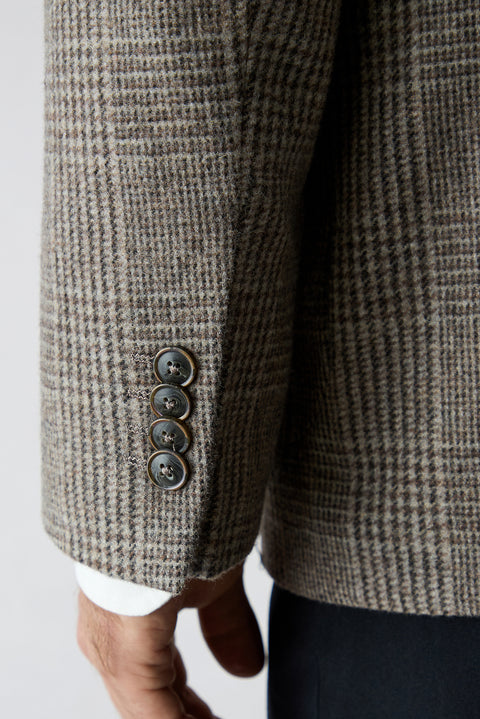 Medium Brown 4 Drop Relaxed Fit Notch Lapel Wool Classic Jacket