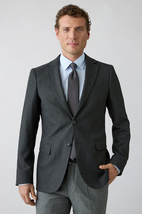 Açık Antrasit 6 Drop Regular Fit Standart Kesim Desenli Mono Yaka Blazer Ceket