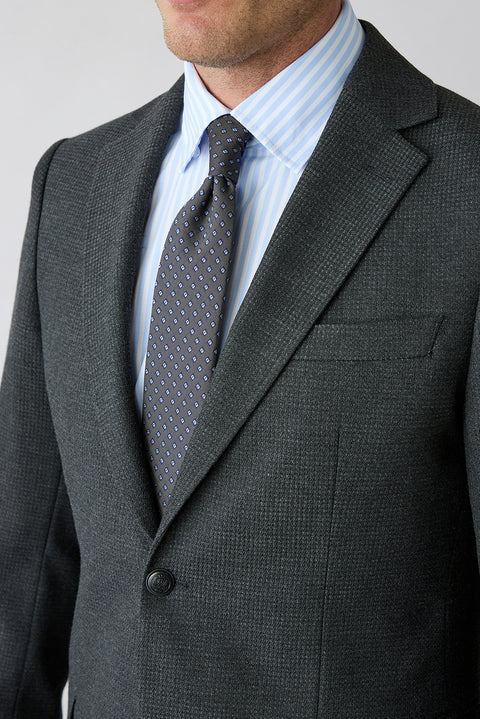 Açık Antrasit 6 Drop Regular Fit Standart Kesim Desenli Mono Yaka Blazer Ceket
