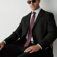 Siyah 4 Drop Relaxed Fit Rahat Kesim Desenli Mono Yaka Blazer Ceket