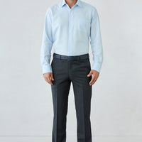 Dark Charcoal 7-Drop Slim Fit Textured Classic Trousers