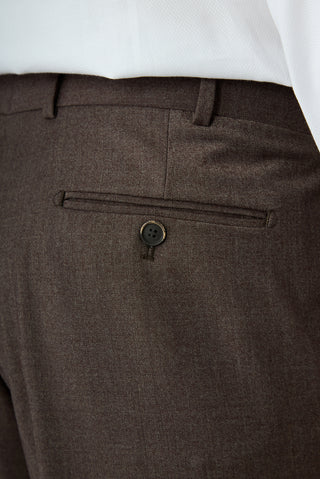 Orta Kahve 4 Drop Relaxed Fit Düz Yünlü Klasik Pantolon