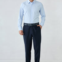 Dark Navy 4 Drop Relaxed Fit Textured Wool Classic Trousers