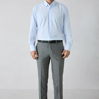 Orta Gri 7 Drop Slim Fit Dar Kesim Desenli Klasik Kumaş Pantolon