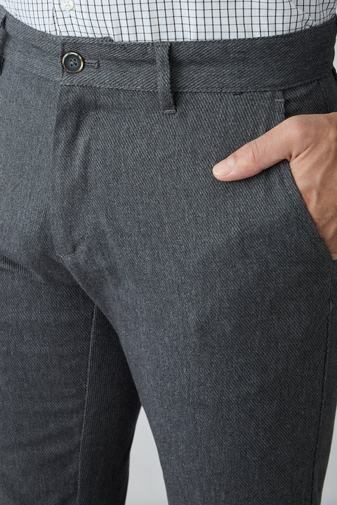 Koyu Füme Regular Fit Standart Kesim Yandan Cep Pamuklu Kanvas / Chino Pantolon
