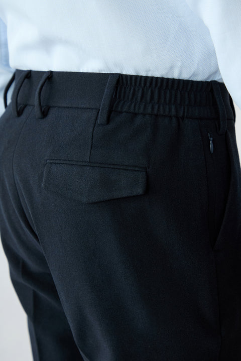 Dark Navy Slim Fit Elastic Waist Sports Trousers