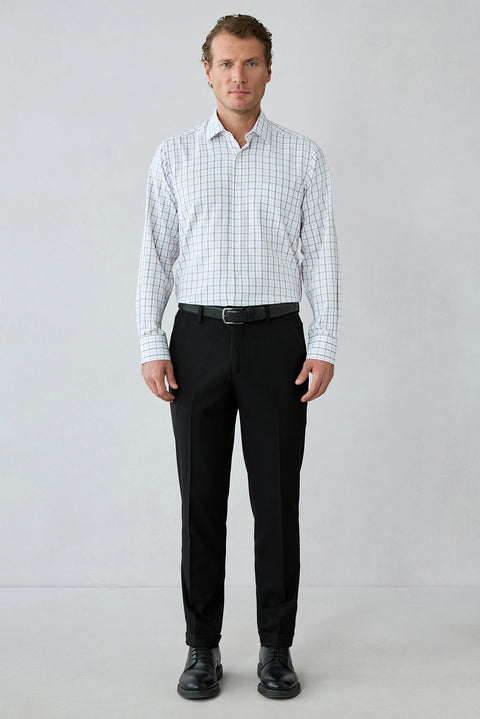 Black Slim Straight Fit Wool Blend Sport Pants
