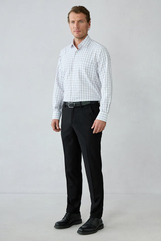 Siyah Straight Slim Fit Lyocell Yün Karışımlı Yandan Cep Beli Lastikli Kanvas / Chino Pantolon