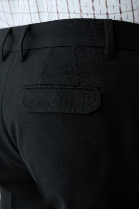 Black Slim Straight Fit Wool Blend Sport Pants