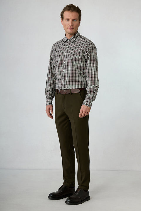 Orta Vizon Straight Slim Fit Lyocell Yün Karışımlı Yandan Cep Beli Lastikli Kanvas / Chino Pantolon