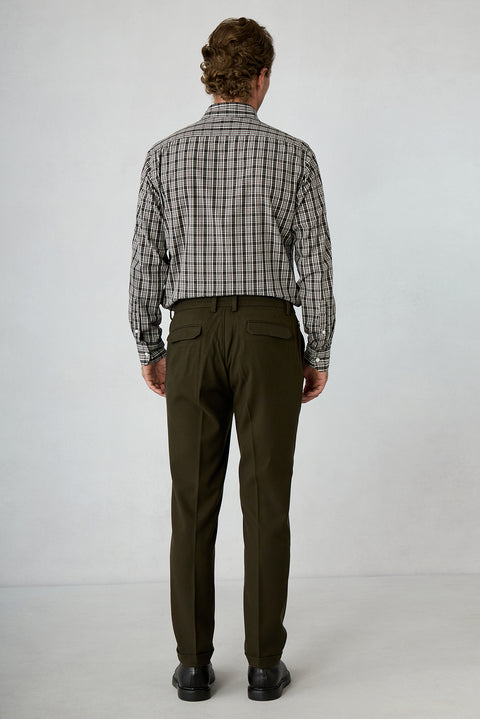 Orta Vizon Straight Slim Fit Lyocell Yün Karışımlı Yandan Cep Beli Lastikli Kanvas / Chino Pantolon