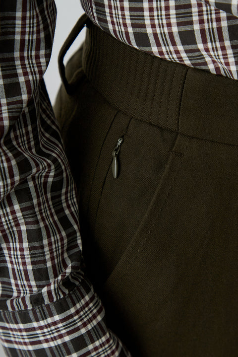 Orta Vizon Straight Slim Fit Lyocell Yün Karışımlı Yandan Cep Beli Lastikli Kanvas / Chino Pantolon