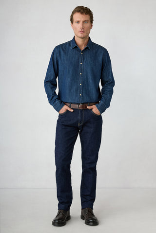 Koyu Lacivert Regular Fit Düz Pamuklu 5 Cep Denim Pantolon
