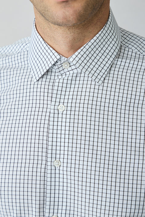 Black Long Sleeve Regular Fit Plaid Cotton Shirt