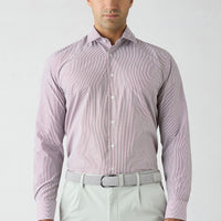 Burgundy Long Sleeve Regular Fit Striped Cotton Shirt