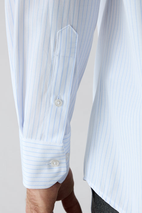 Light Blue Long Sleeve Regular Fit Striped Shirt