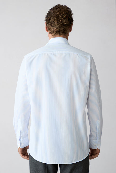 Light Blue Long Sleeve Regular Fit Striped Shirt