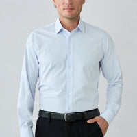 Light Blue Long Sleeve Slim Fit Cotton Dobby Shirt