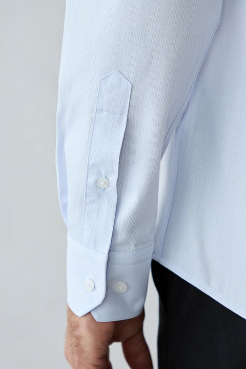 Light Blue Long Sleeve Slim Fit Cotton Dobby Shirt