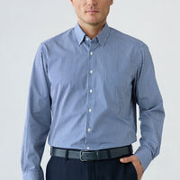 Dark Navy Long Sleeve Regular Fit Cotton Striped Shirt