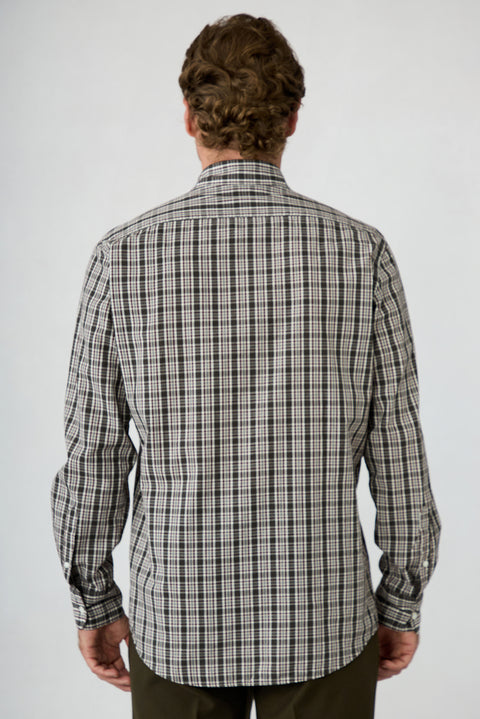 Bitter Coffee Long Sleeve Regular Fit Cotton Plaid Shirt