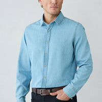 Light Blue Long Sleeve Regular Fit Denim Shirt