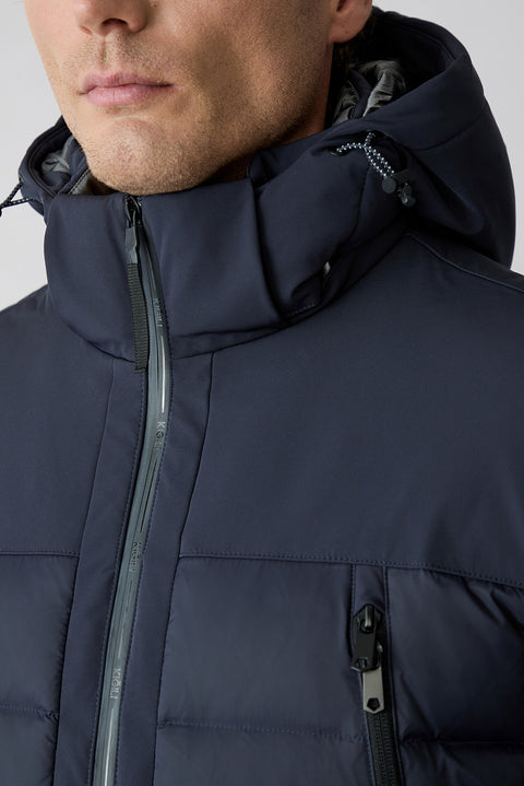 Dark Navy Regular Fit Plain Hooded Coat