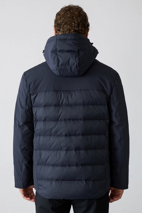 Dark Navy Regular Fit Plain Hooded Coat