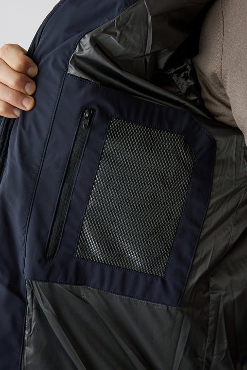 Dark Navy Regular Fit Plain Hooded Coat