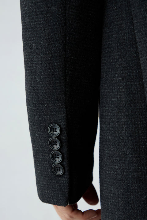 Dark Anthracite Regular Fit Stand-Up Collar Plain Classic Coat