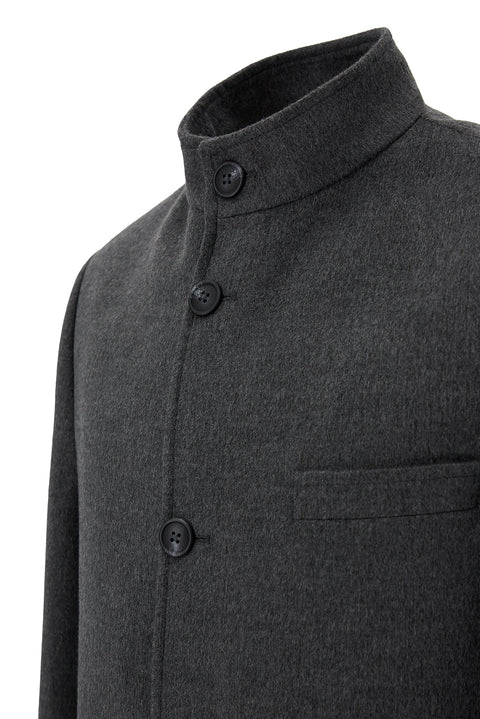 Dark Anthracite Regular Fit Stand-Up Collar Classic Coat