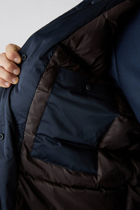 Dark Navy Regular Fit Plain Bonded Overcoat
