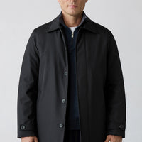 Black Regular Fit Shirt Collar Plain Overcoat