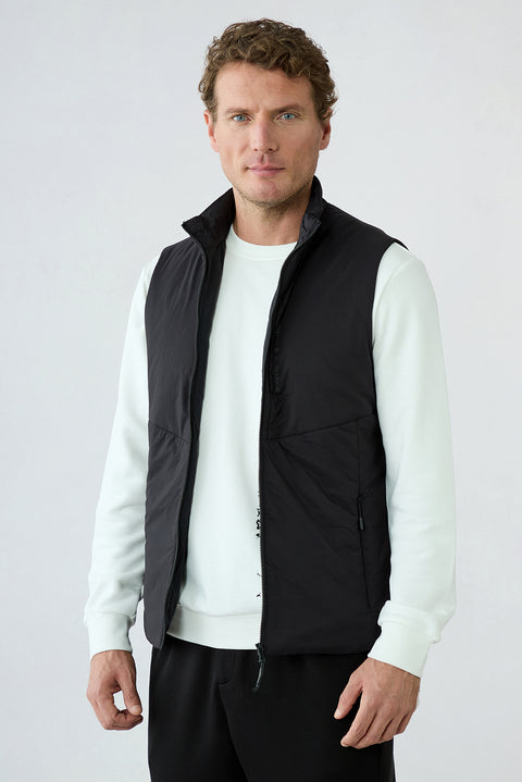 Black Regular Fit Plain Bonded Vest